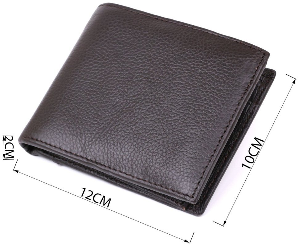 Темно-коричневе чоловіче портмоне з фактурної шкіри без застібки Vintage (2420476)