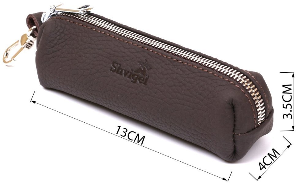 Коричневая кожаная ключница на молниевой застежке Shvigel (2416545) modnotak фото №9
