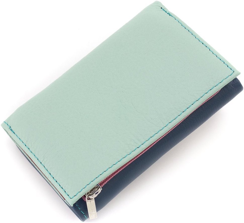 Різнобарвний жіночий гаманець компактного розміру з натуральної шкіри на магніті ST Leather 1767214