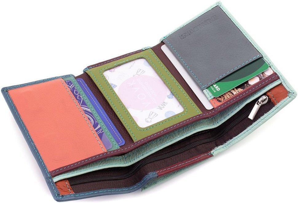 Разноцветный женский кошелек компактного размера из натуральной кожи на магните ST Leather 1767214