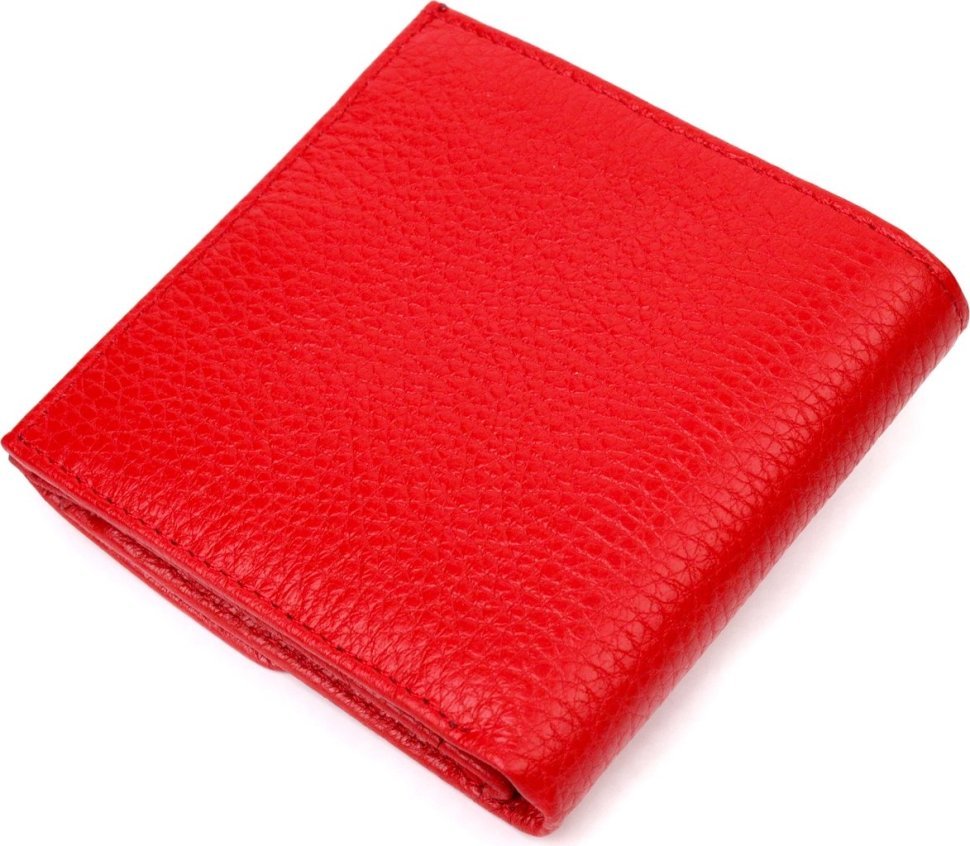 Червоний жіночий гаманець із натуральної шкіри на кнопці KARYA (2421316)