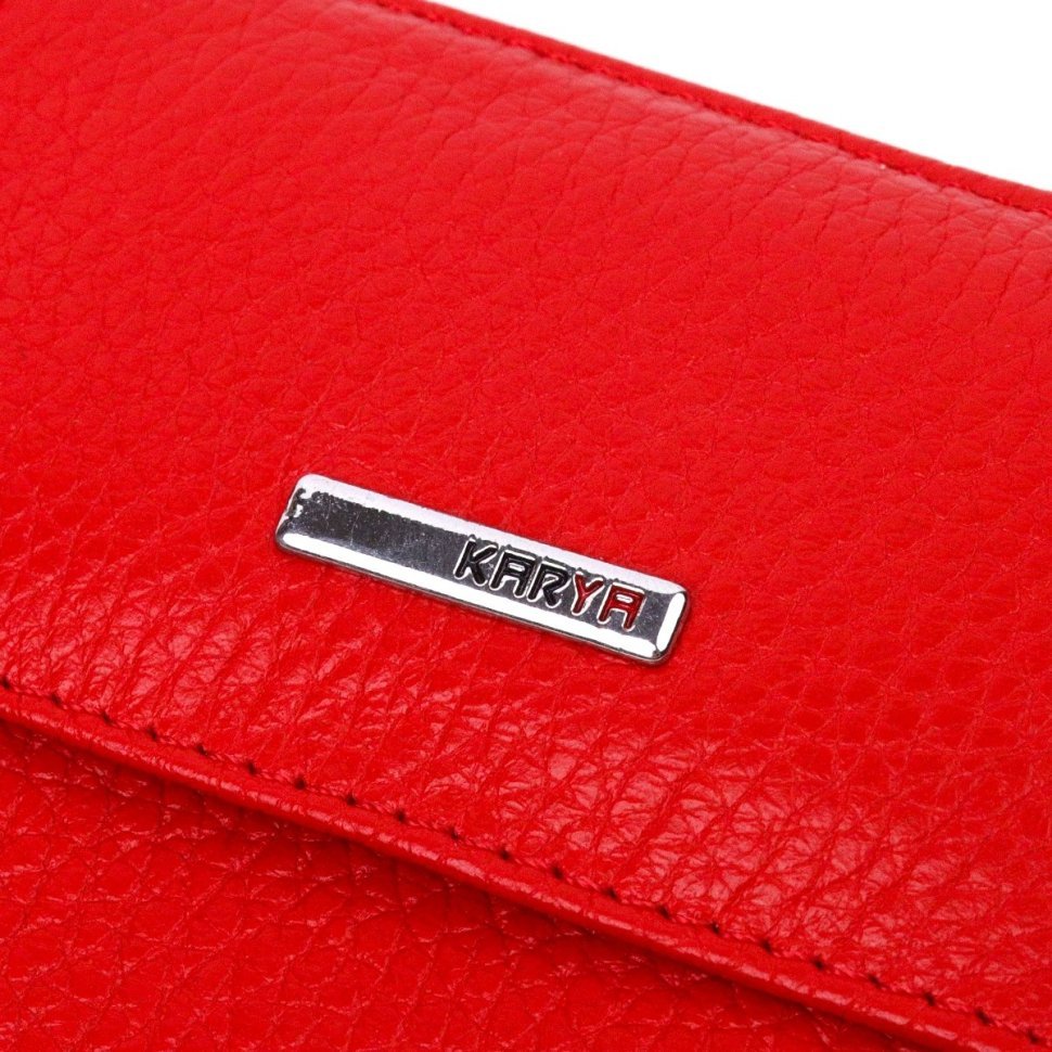 Червоний жіночий гаманець із натуральної шкіри на кнопці KARYA (2421316)