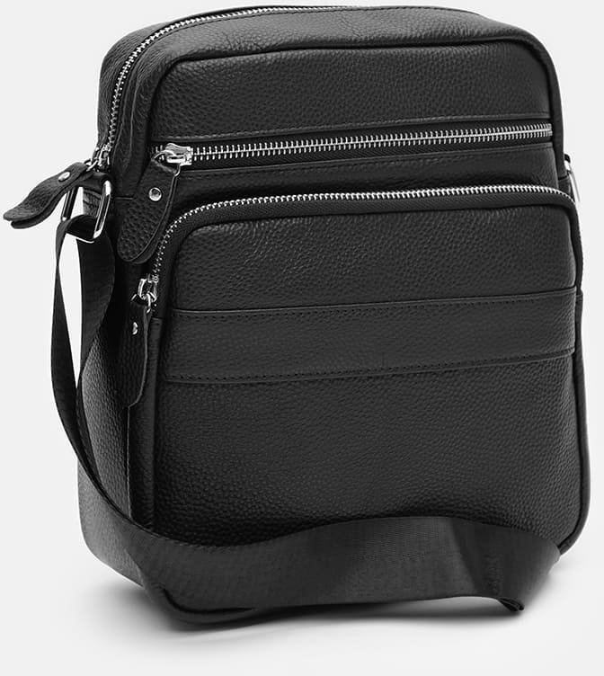Классическая мужская кожаная сумка-планшет черного цвета Keizer (22073)
