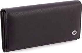 Чорний жіночий гаманець із натуральної зернистої шкіри з навісним клапаном ST Leather 1767414