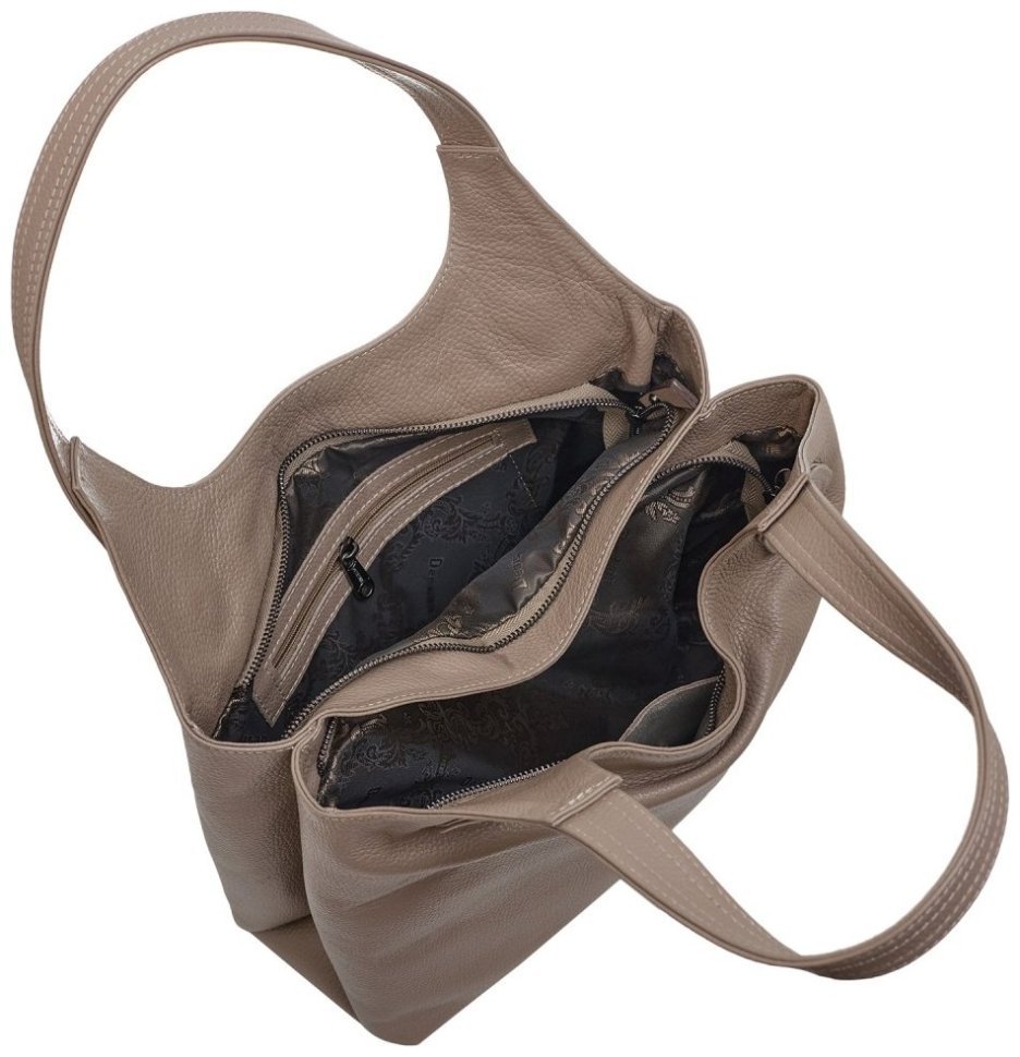 Деловая женская сумка из фактурной кожи под формат А4 Desisan 107514 тауп modnotak фото №6