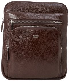Кожаная мусжкая сумочка планшет DESISAN 107614 коричневая фактурная