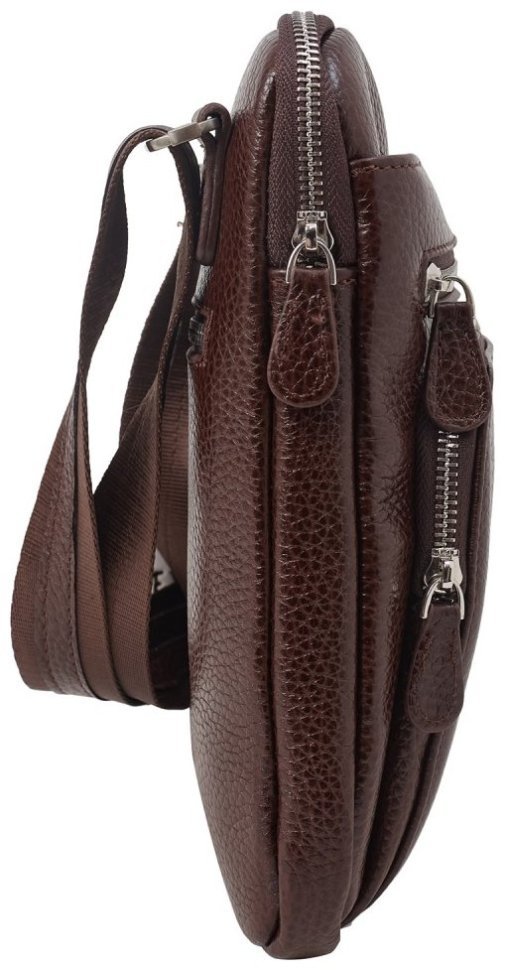 Кожаная мусжкая сумочка планшет DESISAN 107614 коричневая фактурная modnotak фото №3