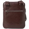 Кожаная мусжкая сумочка планшет DESISAN 107614 коричневая фактурная modnotak фото - 4