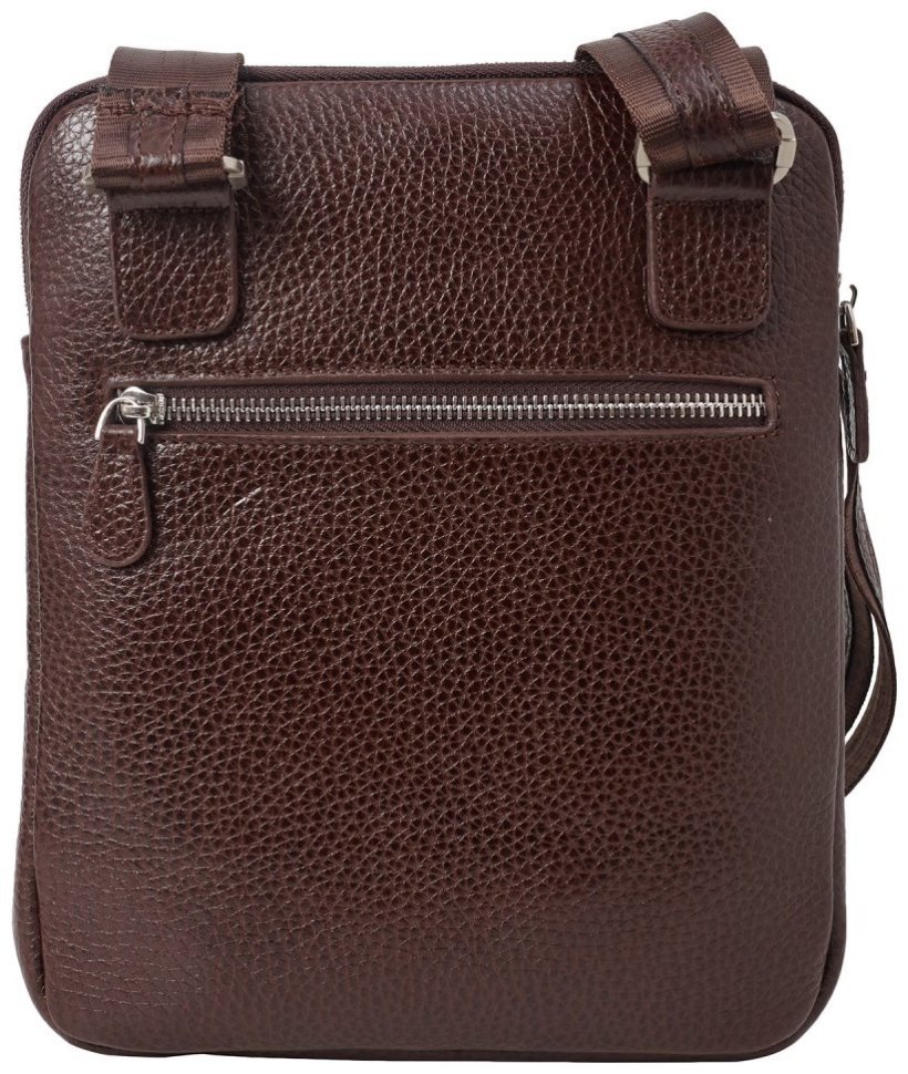 Кожаная мусжкая сумочка планшет DESISAN 107614 коричневая фактурная modnotak фото №4