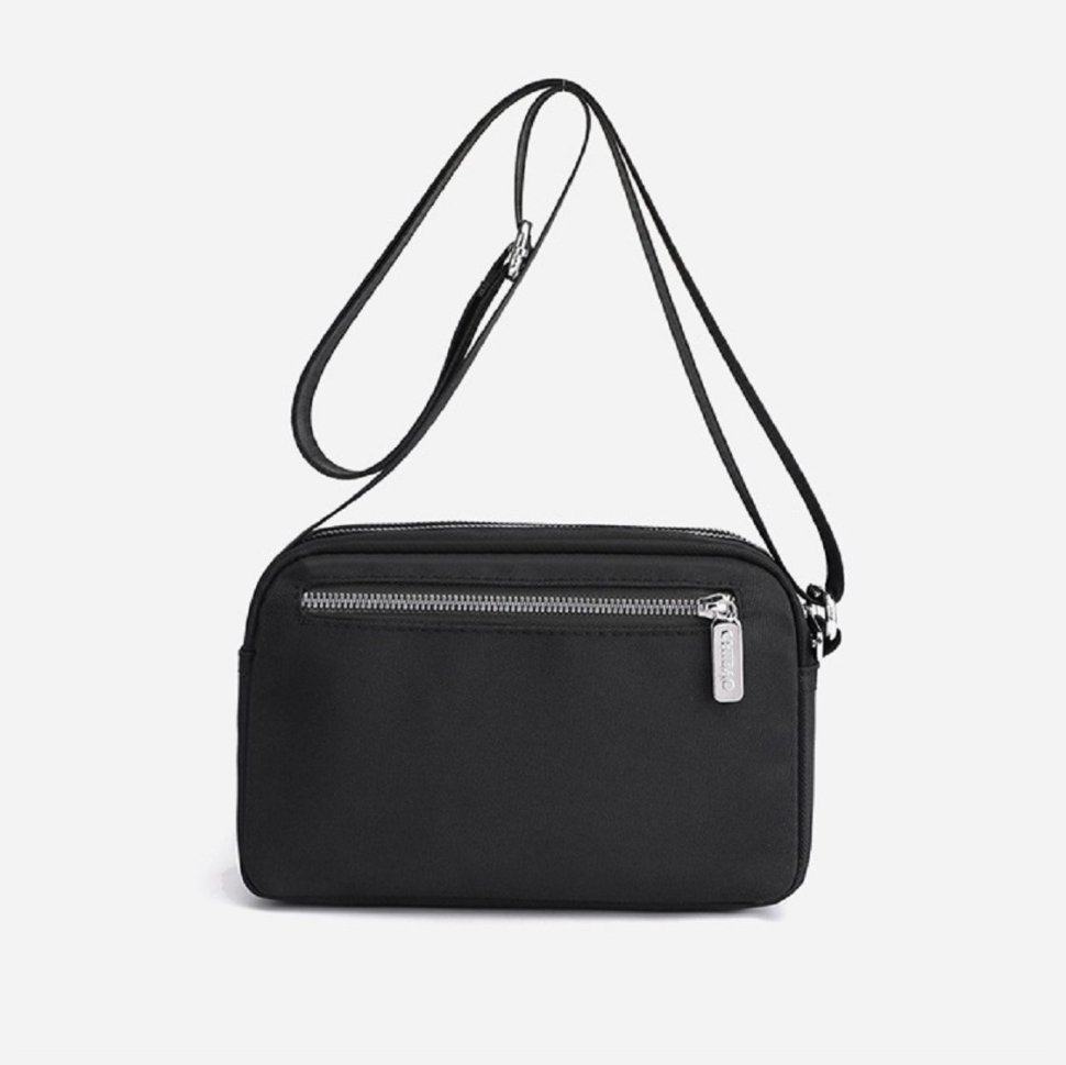 Невелика жіноча тканинна сумка-кроссбоді чорного кольору Confident 77614