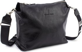 Черная женская сумка-трапеция из натуральной кожи с цепочкой Grande Pelle 67814