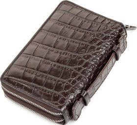Великий клатч з натуральної шкіри крокодила коричневого кольору CROCODILE LEATHER (024-18264)