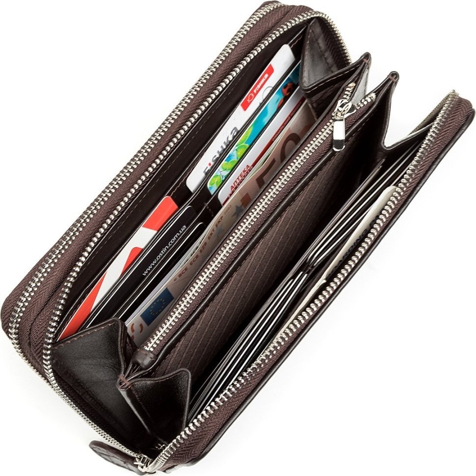 Большой клатч из натуральной кожи крокодила коричневого цвета CROCODILE LEATHER (024-18264) modnotak фото №4