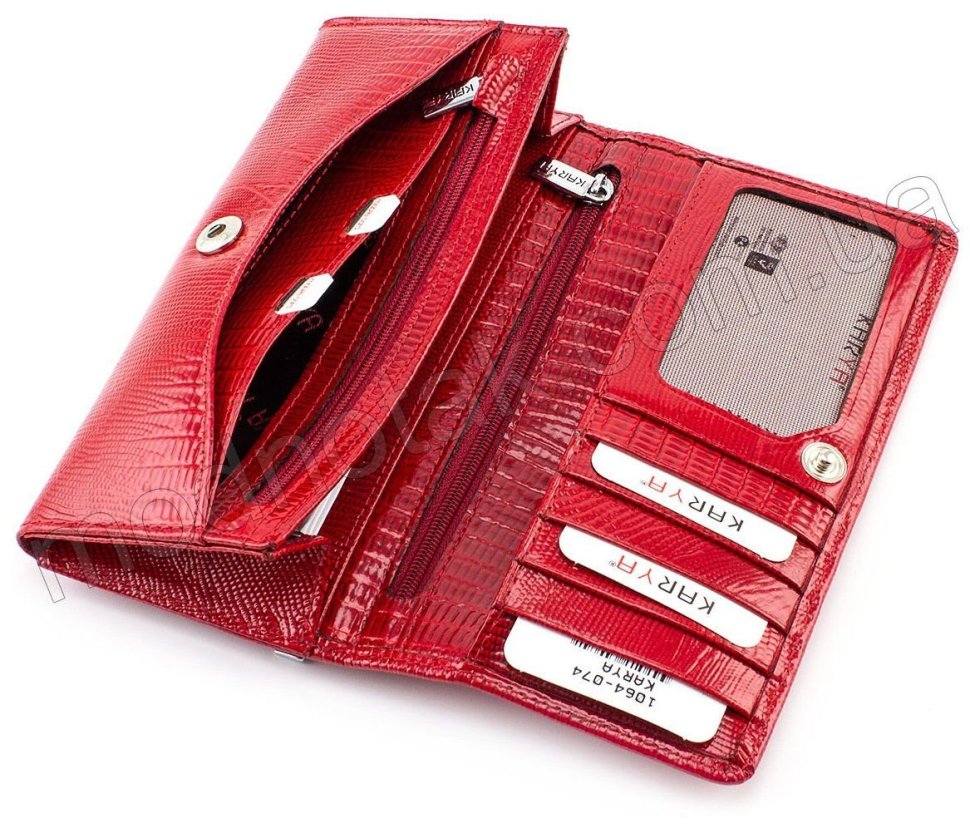 Лаковий шкіряний гаманець червоного кольору KARYA (1064-074)