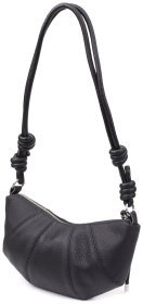 Полукруглая женская сумка из фактурной кожи на плечо Vintage 98214 черного цвета