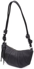 Полукруглая женская сумка из фактурной кожи на плечо Vintage 98214 черного цвета