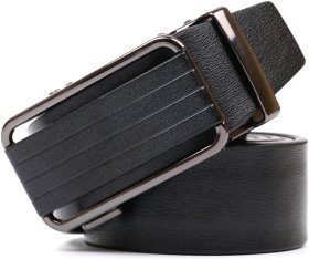 Мужской брючный ремень из натуральной кожи черного цвета с автоматической пряжкой Vintage 2420364