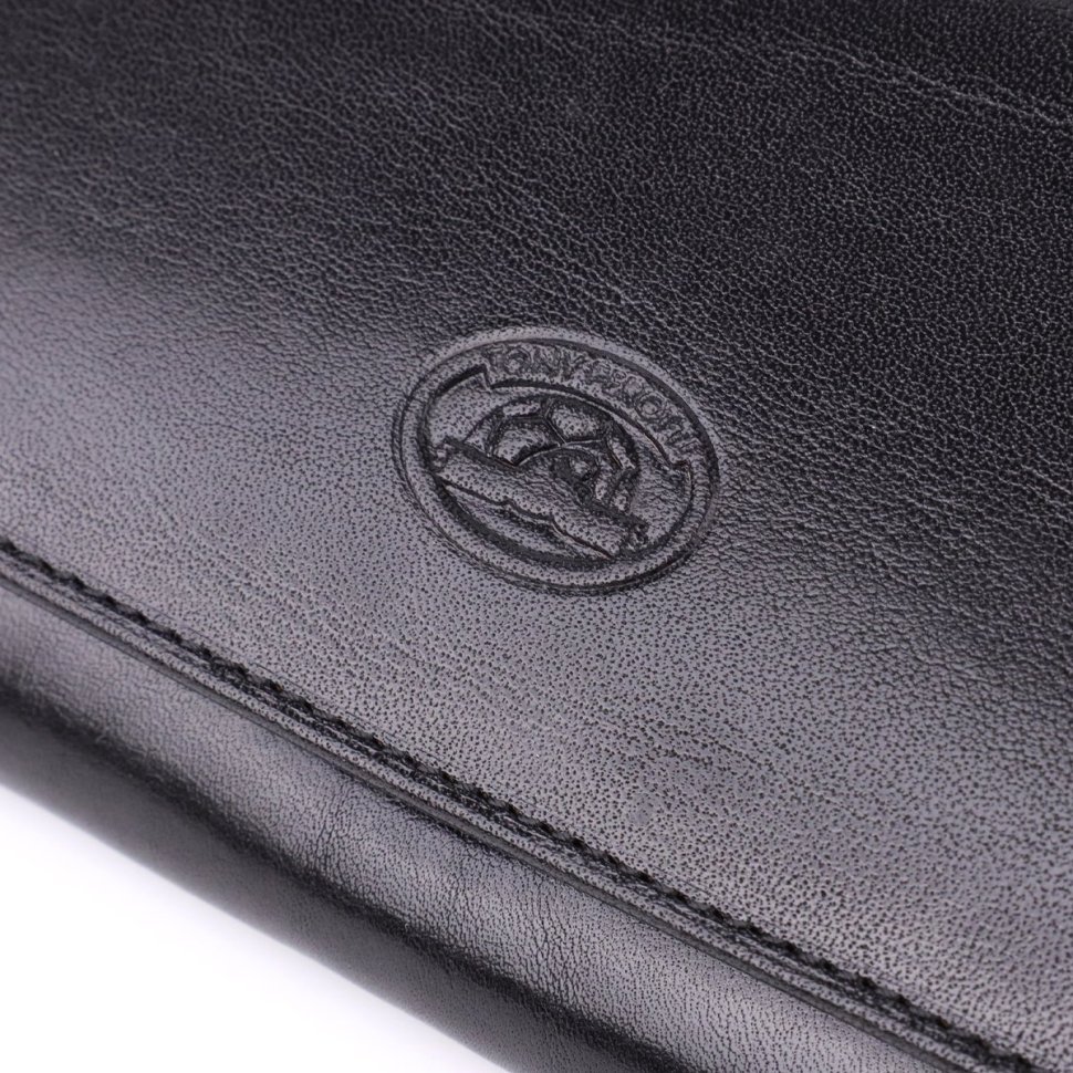 Большой повседневный женский кошелек из гладкой кожи на кнопке Tony Perotti черного цвтеа 108514 modnotak фото №5