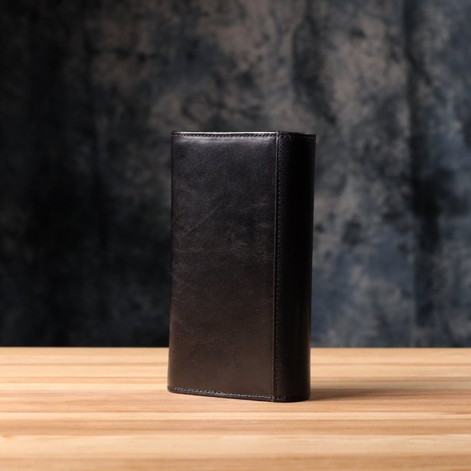 Большой повседневный женский кошелек из гладкой кожи на кнопке Tony Perotti черного цвтеа 108514 modnotak фото №10