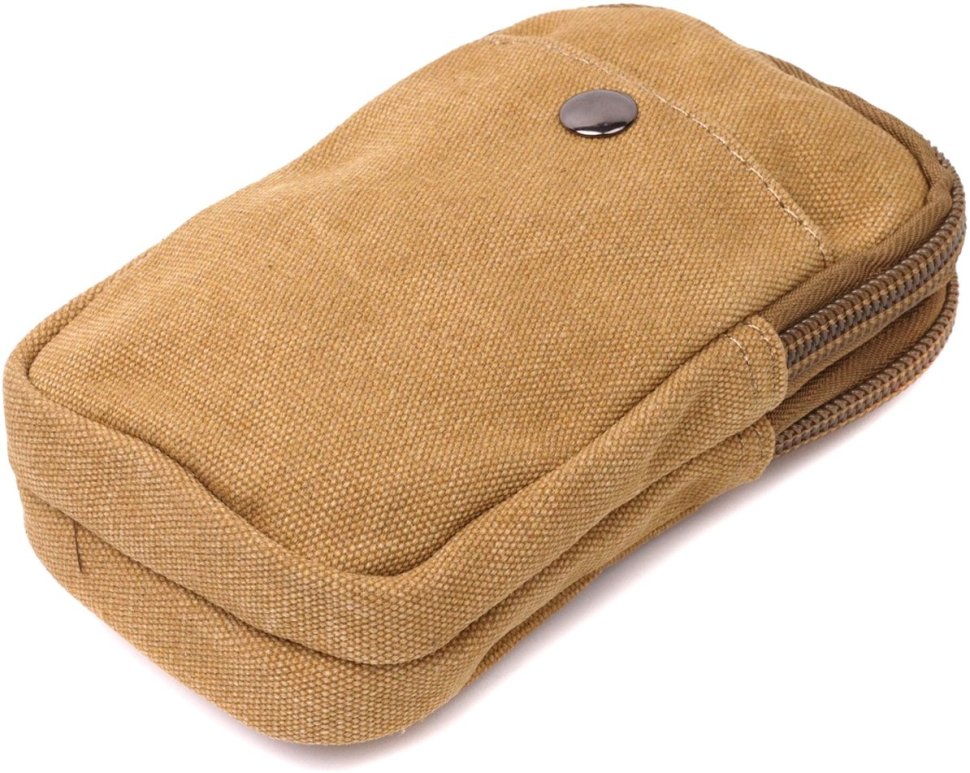 Маленькая мужская сумка-чехол на пояс из текстиля песочного цвета Vintage 2422227