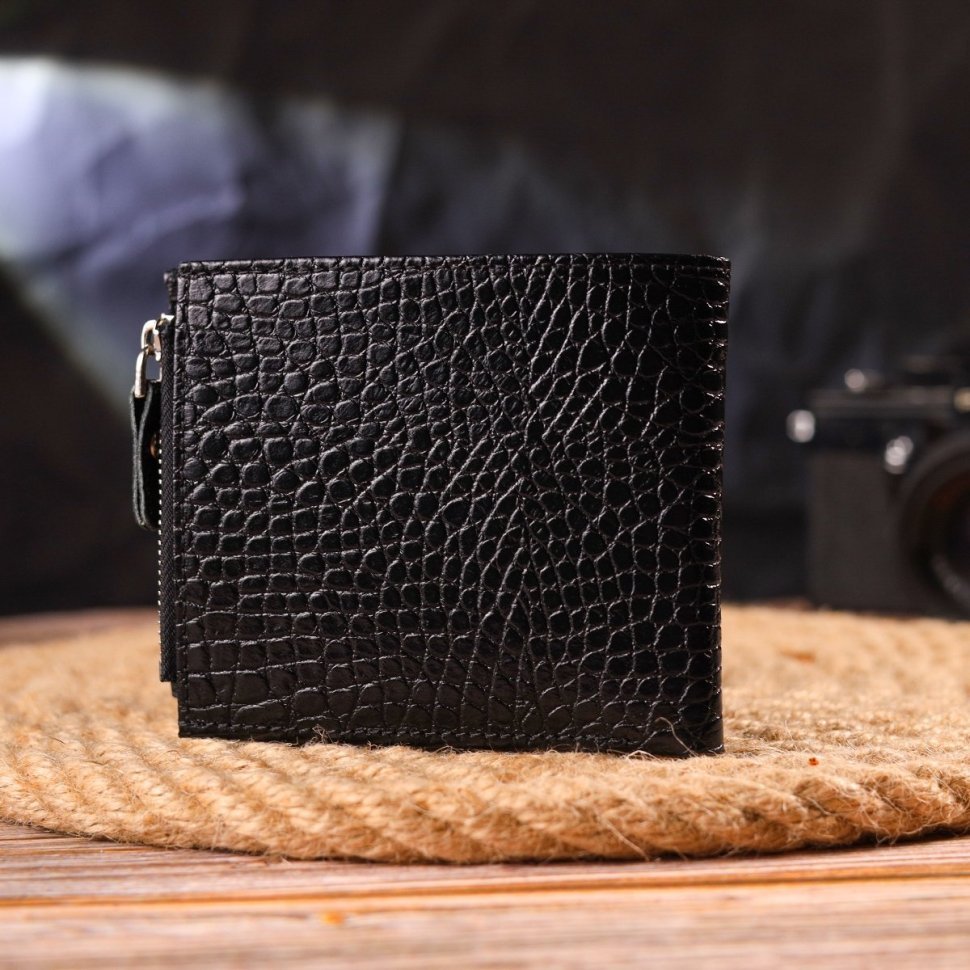 Чоловічий горизонтальний гаманець із натуральної фактурної шкіри з монетницею CANPELLINI (2421504)