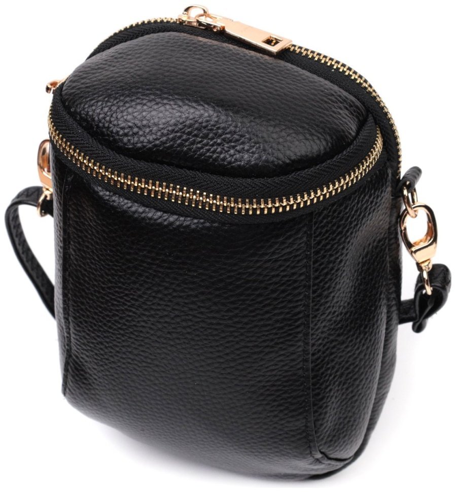 Компактна жіноча сумка з натуральної шкіри Vintage 2422338 Чорна фото №1 Компактна жіноча сумка з натуральної шкіри Vintage 2422338 Чорна modnotak фото №1