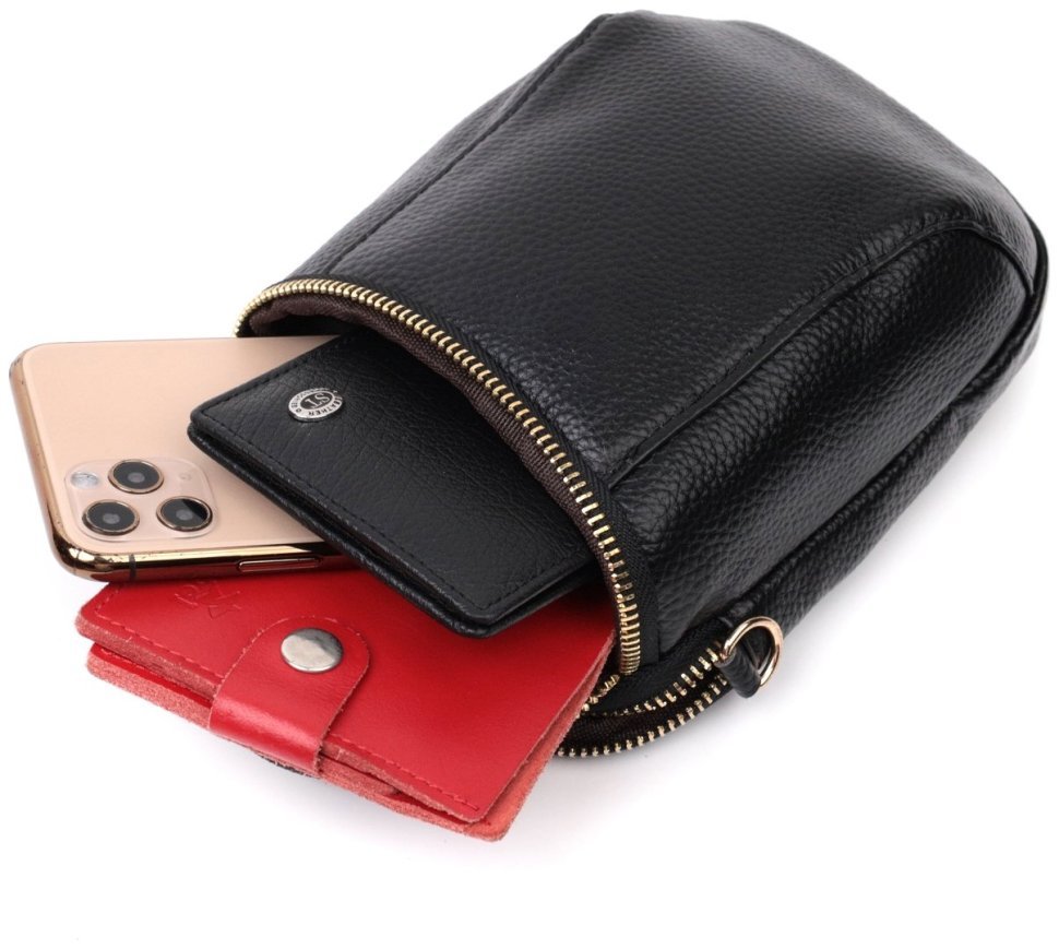 Компактна жіноча сумка з натуральної шкіри Vintage 2422338 Чорна фото №5 Компактна жіноча сумка з натуральної шкіри Vintage 2422338 Чорна modnotak фото №5