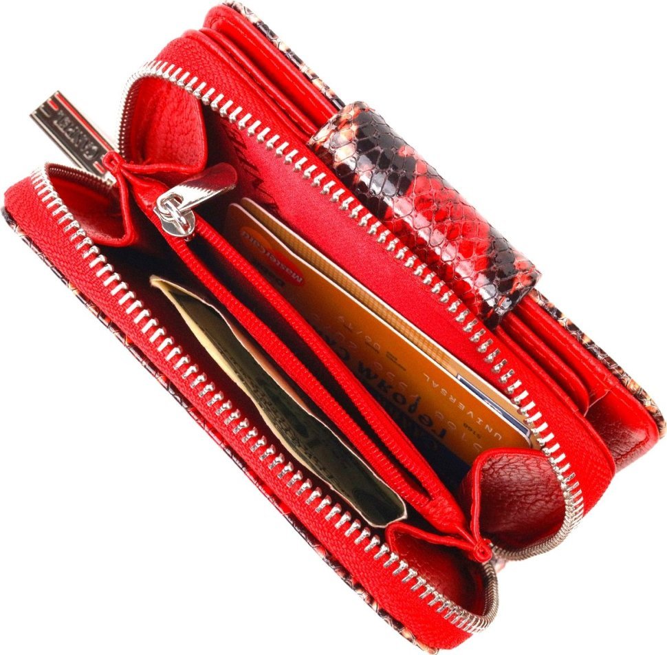 Фирменный женский кошелек из натуральной фактурной кожи под змею CANPELLINI (2421605)