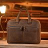 Темно-коричневая мужская деловая сумка из натуральной кожи винтажного стиля Issa Hara (27046) - 3