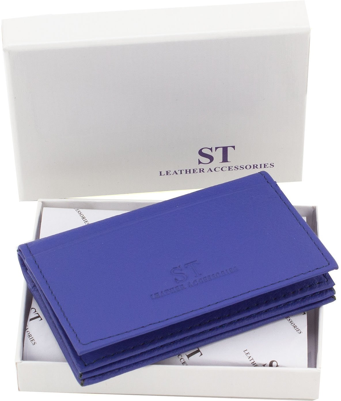 Маленька шкіряна обкладинка для документів синього кольору ST Leather (14005)