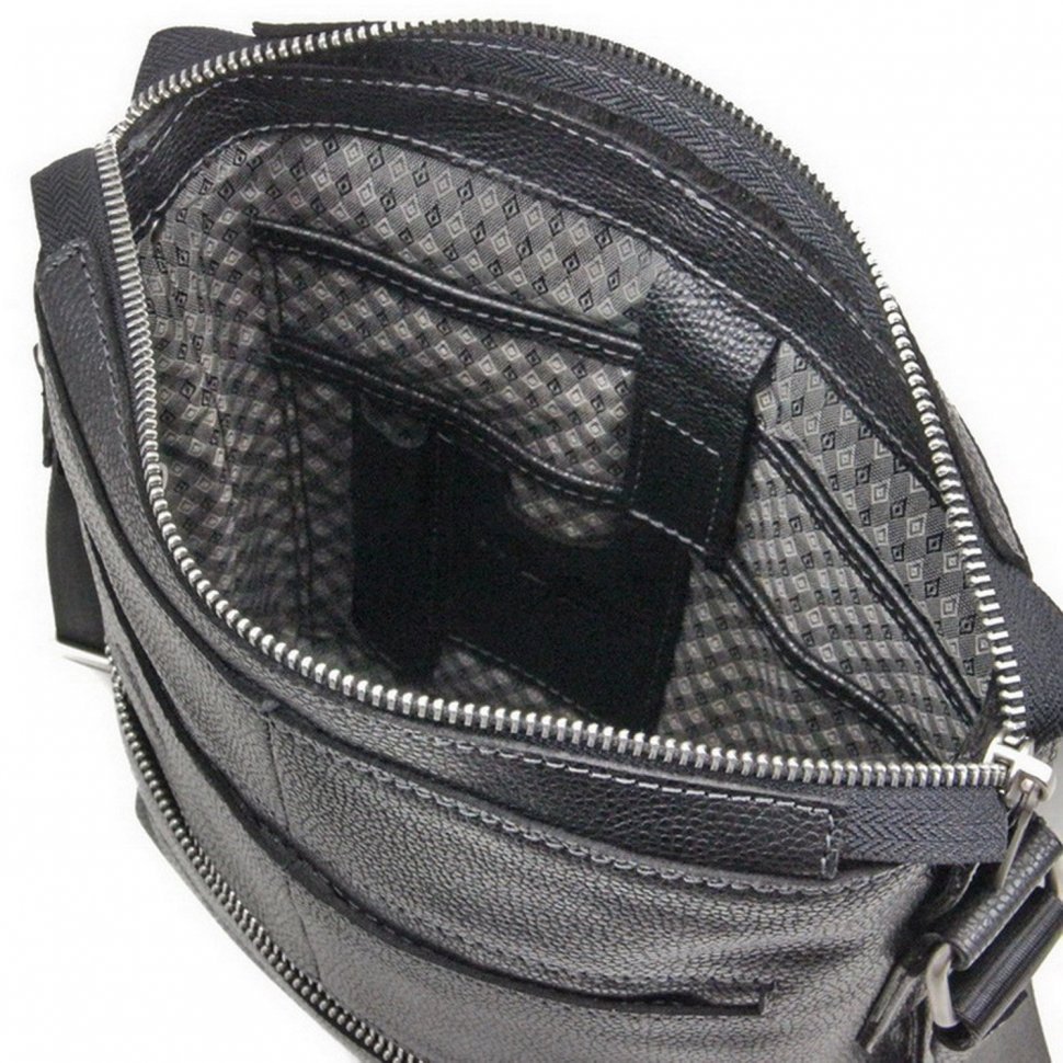 Чоловіча сумка-планшет з добротної натуральної шкіри чорного кольору Tom Stone (10995)