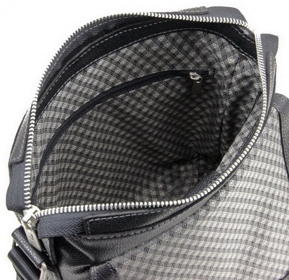 Мужская сумка-планшет из добротной натуральной кожи черного цвета Tom Stone (10995)