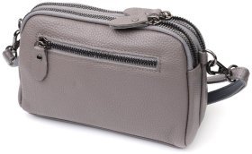 Сіра жіноча шкіряна сумочка через плече на два відділення Vintage 2422278