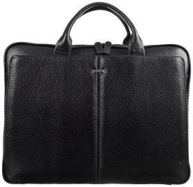 Чоловічий діловий портфель із натуральної шкіри флотар у чорному кольорі Desisan 80715