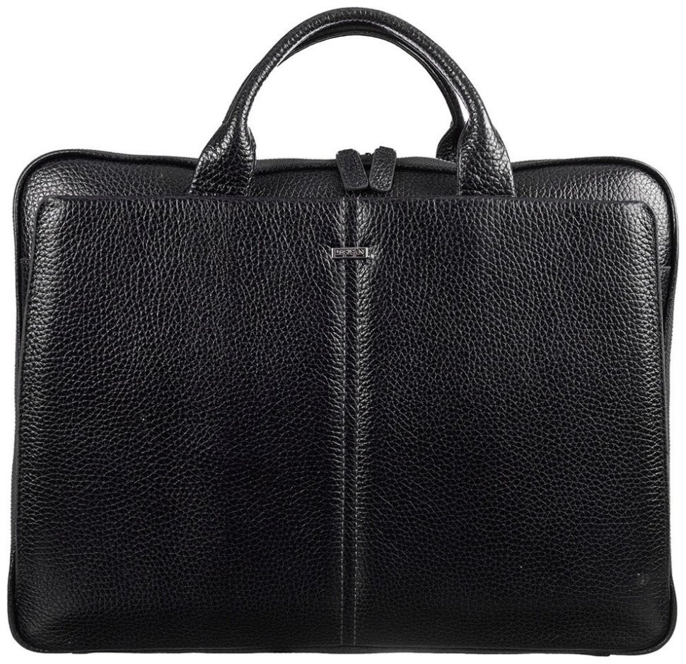 Мужской деловой портфель из натуральной кожи флотар в черном цвете Desisan 80715 modnotak фото №1