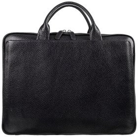 Чоловічий діловий портфель із натуральної шкіри флотар у чорному кольорі Desisan 80715