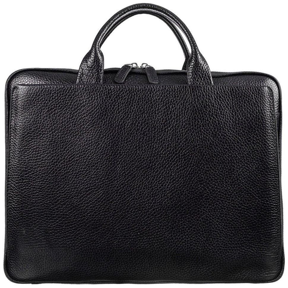 Мужской деловой портфель из натуральной кожи флотар в черном цвете Desisan 80715 modnotak фото №2