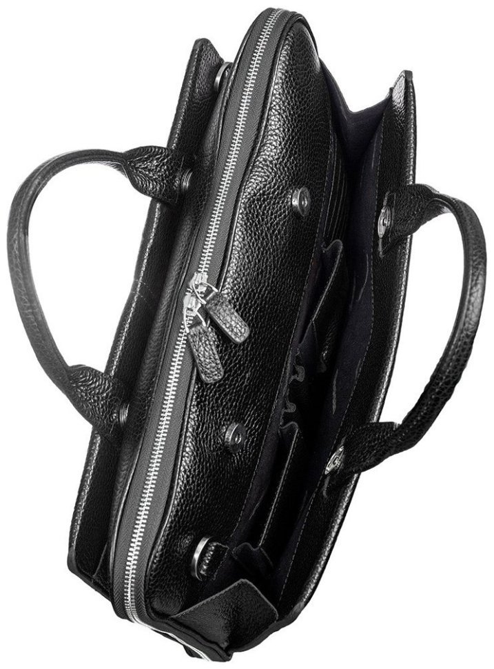 Мужской деловой портфель из натуральной кожи флотар в черном цвете Desisan 80715 modnotak фото №5