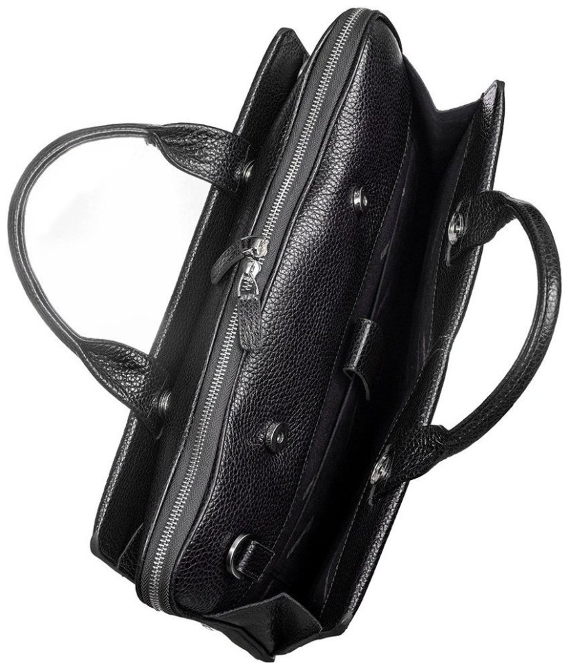 Мужской деловой портфель из натуральной кожи флотар в черном цвете Desisan 80715 modnotak фото №6