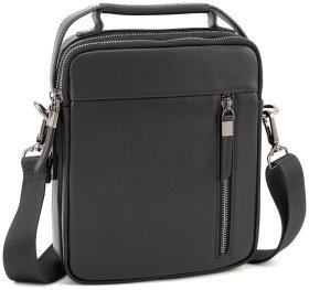 Чоловіча шкіряна сумка барсетка чорного кольору Leather Collection 90715