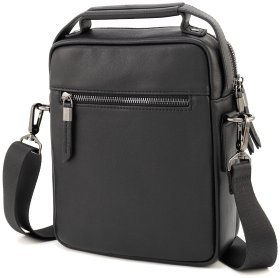 Чоловіча шкіряна сумка барсетка чорного кольору Leather Collection 90715
