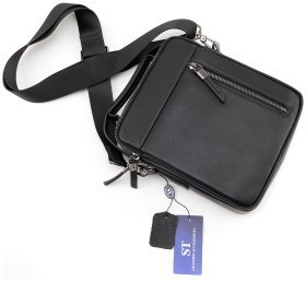 Чоловіча шкіряна сумка барсетка чорного кольору Leather Collection 90715