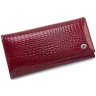 Горизонтальний жіночий гаманець з лакованої шкіри червоного кольору з клапаном на магнітах ST Leather 70815 - 3