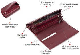 Горизонтальный женский кошелек из лакированной кожи красного цвета с клапаном на магнитах ST Leather 70815
