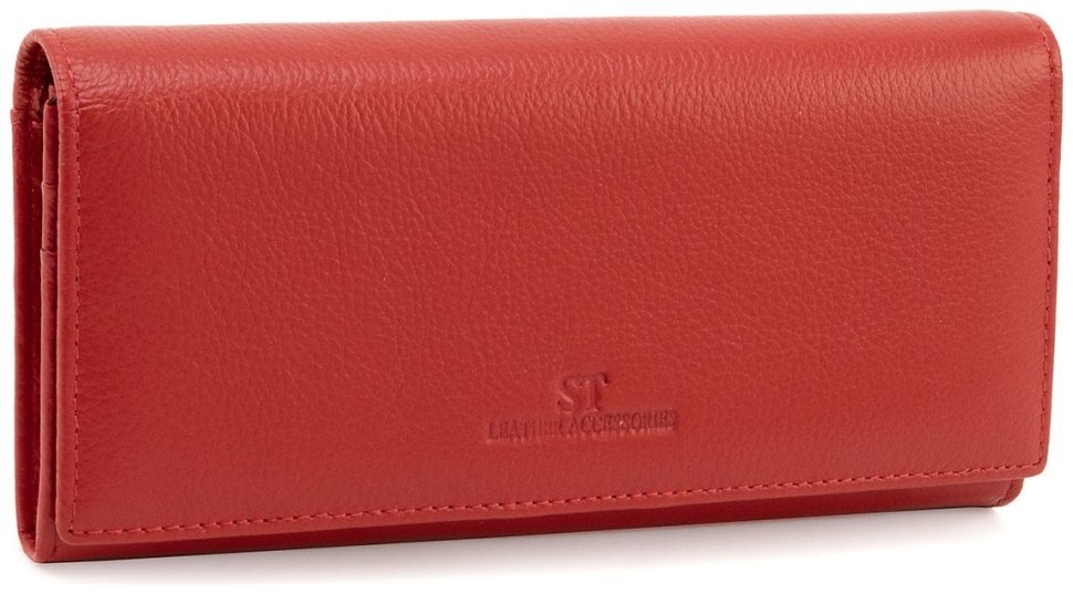 Шкіряний жіночий гаманець червоного кольору на магнітах та великою монетницею ST Leather 90815 modnotak фото №1