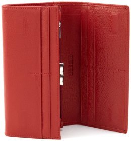 Кожаный женский кошелек красного цвета на магнитах и большой монетницей ST Leather 90815