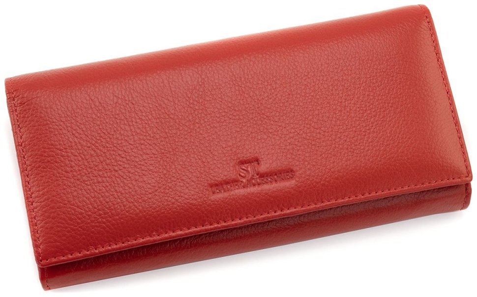 Шкіряний жіночий гаманець червоного кольору на магнітах та великою монетницею ST Leather 90815 modnotak фото №3