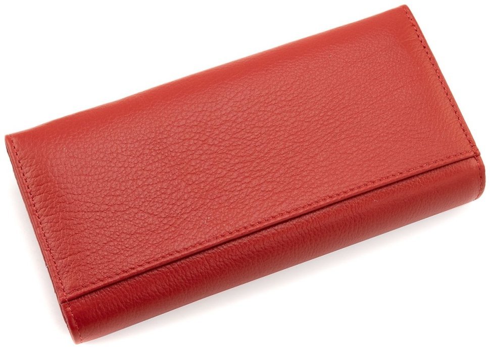 Шкіряний жіночий гаманець червоного кольору на магнітах та великою монетницею ST Leather 90815 modnotak фото №4