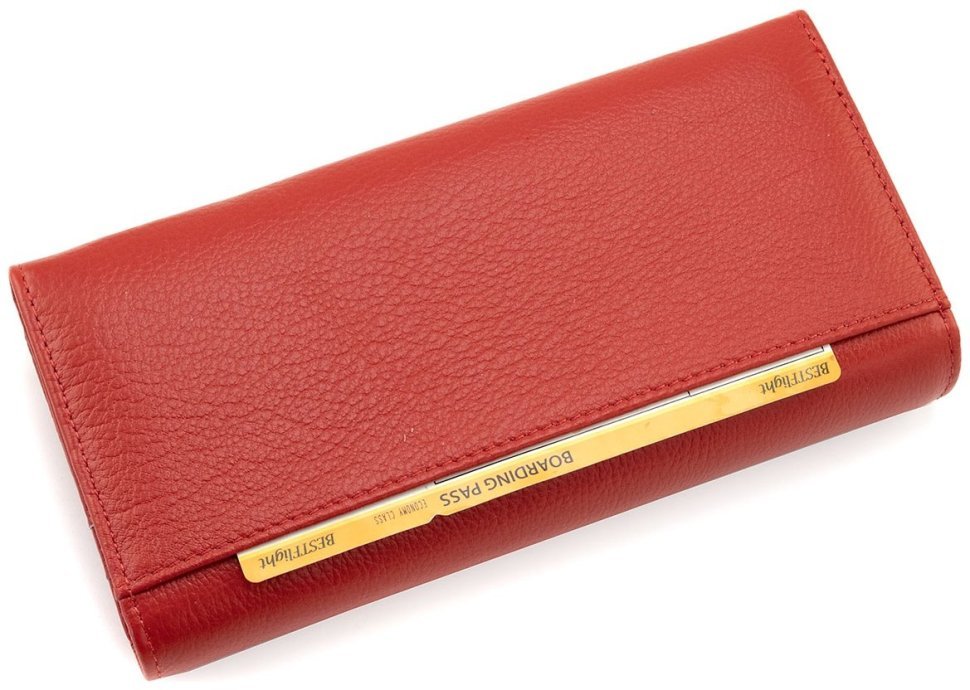 Шкіряний жіночий гаманець червоного кольору на магнітах та великою монетницею ST Leather 90815 modnotak фото №5