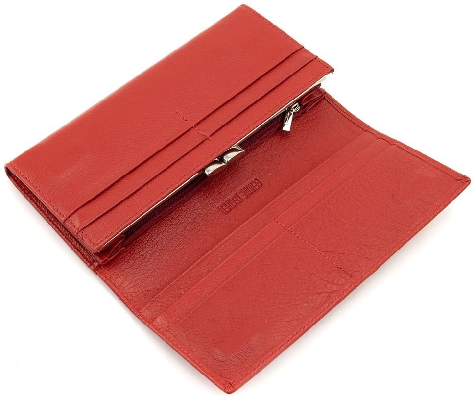 Шкіряний жіночий гаманець червоного кольору на магнітах та великою монетницею ST Leather 90815 modnotak фото №9